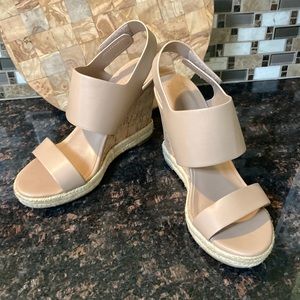 Charles David Shoe with  strap cork heels. Easy to put on and take off.